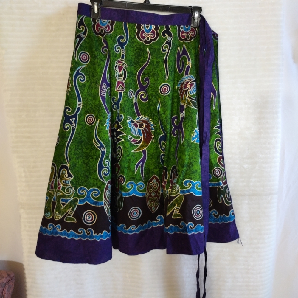 Colorful Batik Wrap Skirt